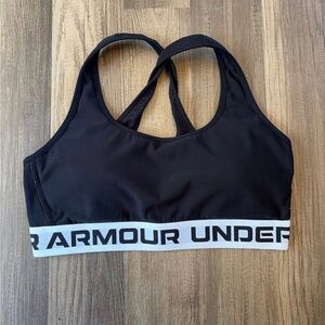 Under Armour Black Sports Bra with White Logo Band